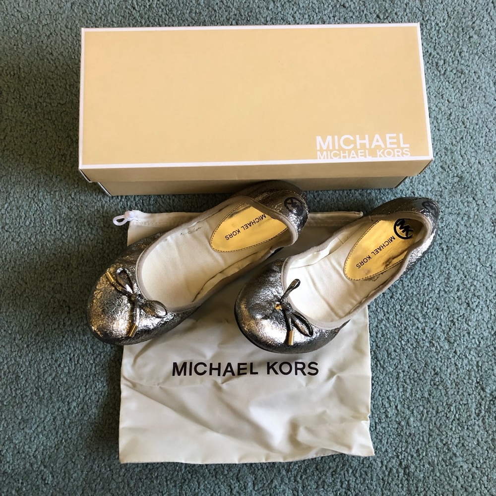 Michael Kors Metallic Leather Ballet Flats Size 7